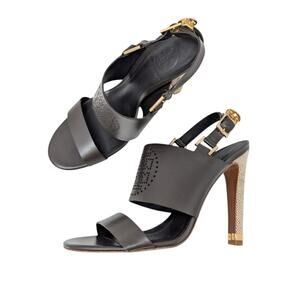 Tory Burch Gabriela Leather Slingback Heels Perforated Logo 8